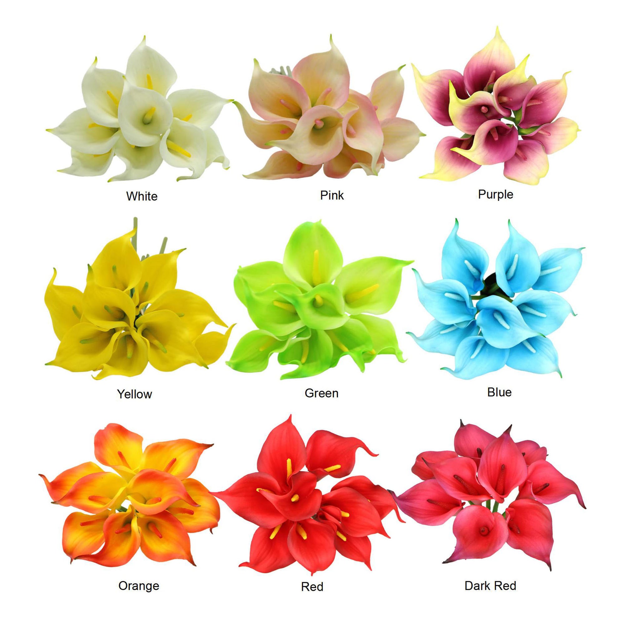different colors of lily flower Artificial Calla Lily Latex Flowers Various Colors