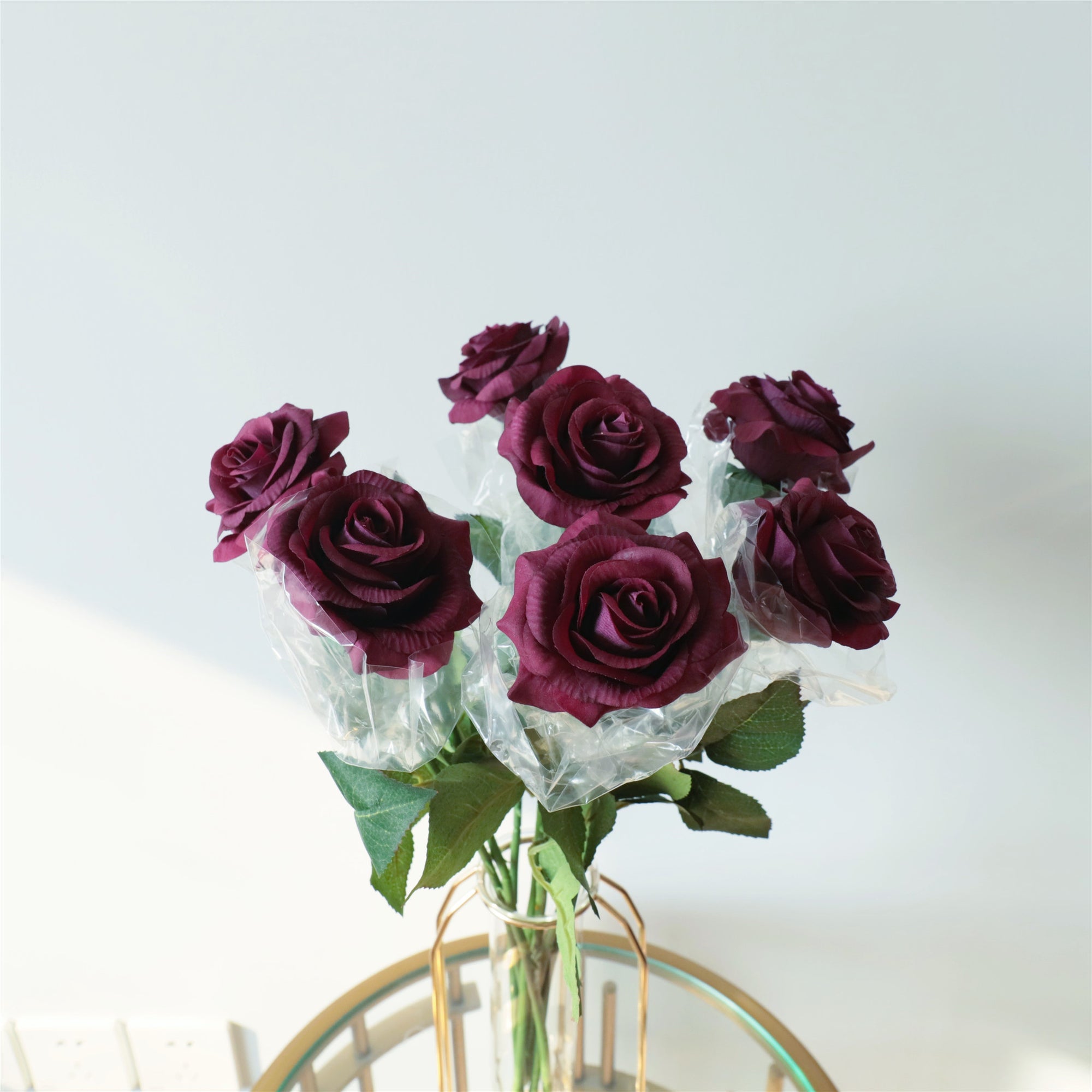 Burgundy Real Touch Rose Plum Wedding Flowers