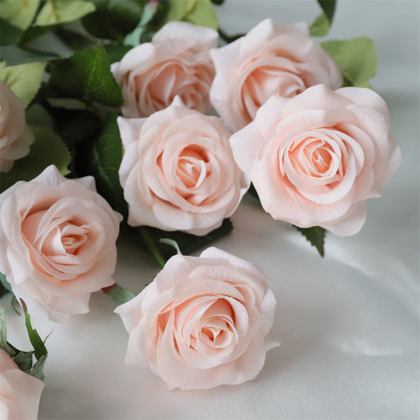 Pink Roes Real Realistic Blush Pink Roses Real Touch Flowers 10pcs - VANRINA