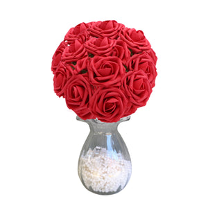 red flower ball centerpieces