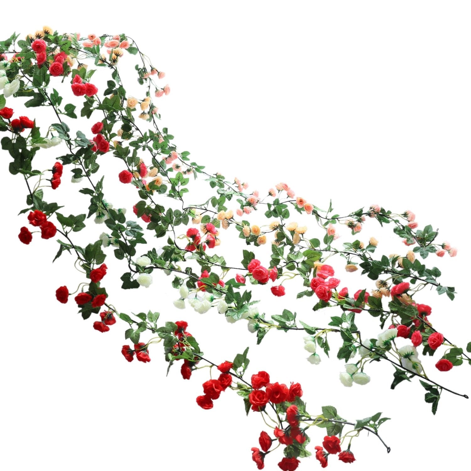 Artificial Flower Vines Tiny Roses Floral Arrangement for Home Wedding - VANRINA