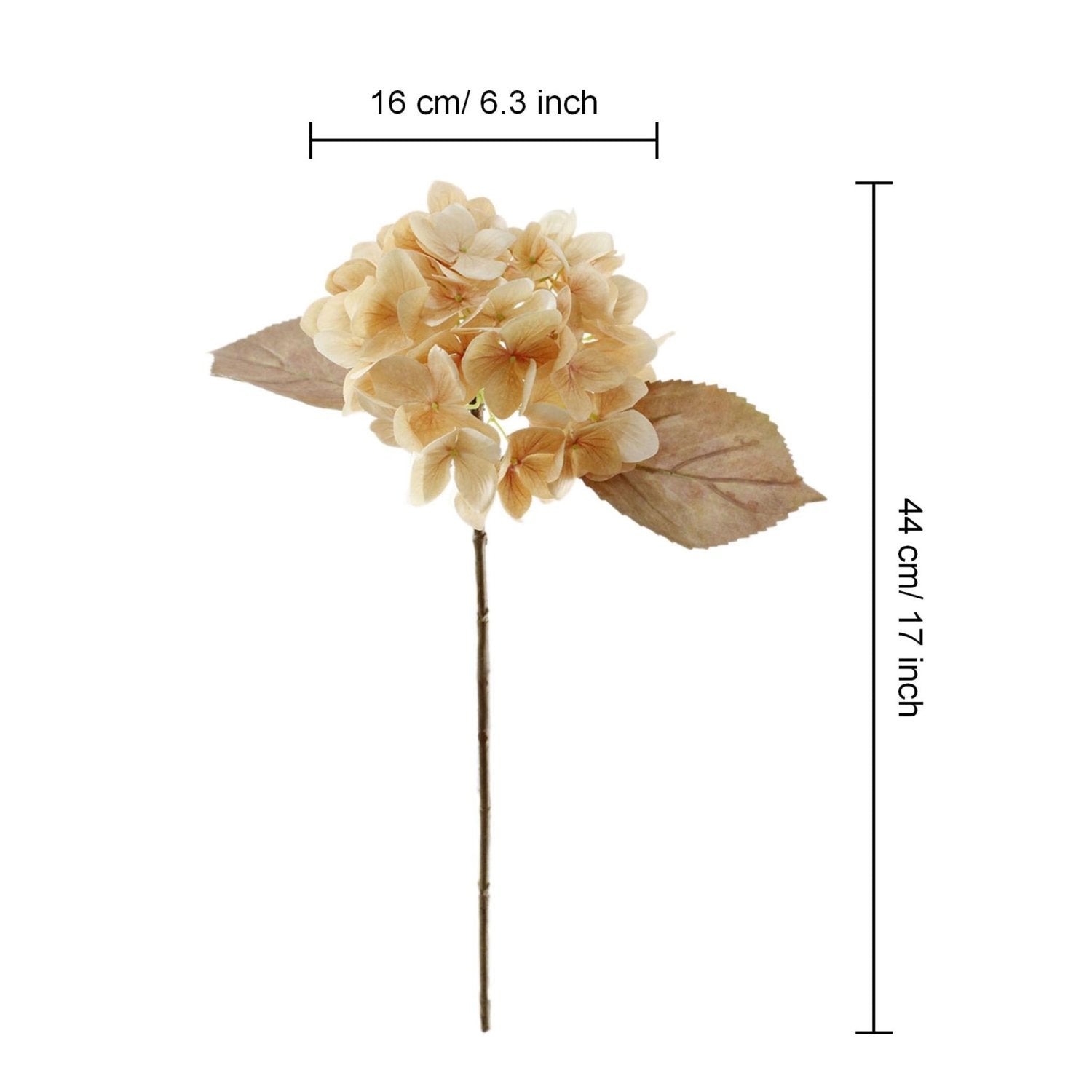 Artificial Flowers Tan Silk Hydrangea Fake Floral - VANRINA