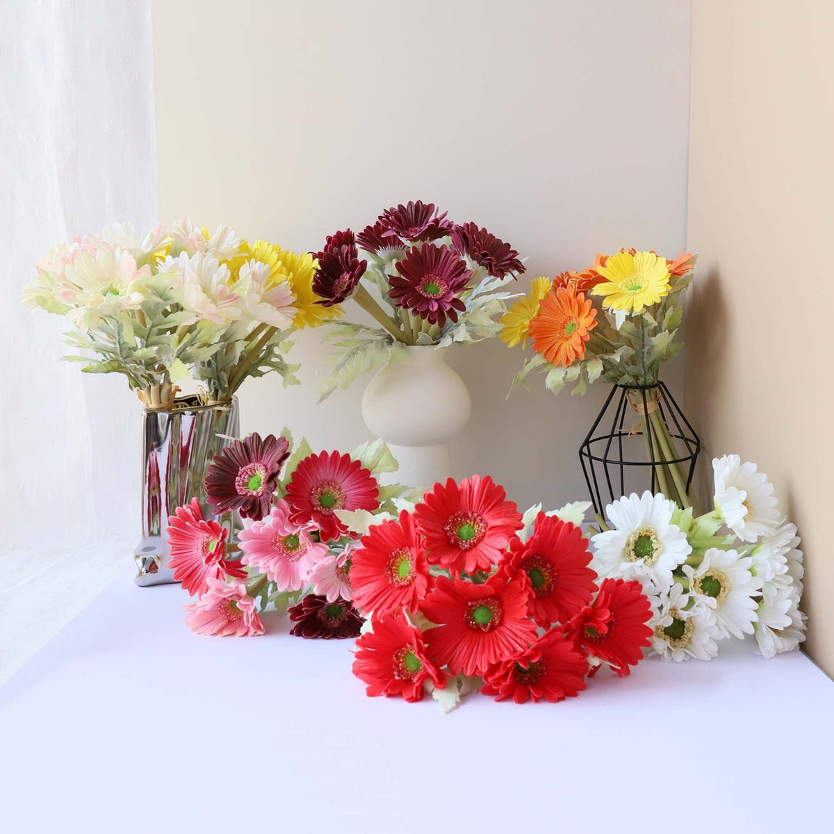 Artificial Gerbera Daisy Bouquet Real Touch Flowers for Wedding Bouquets - VANRINA