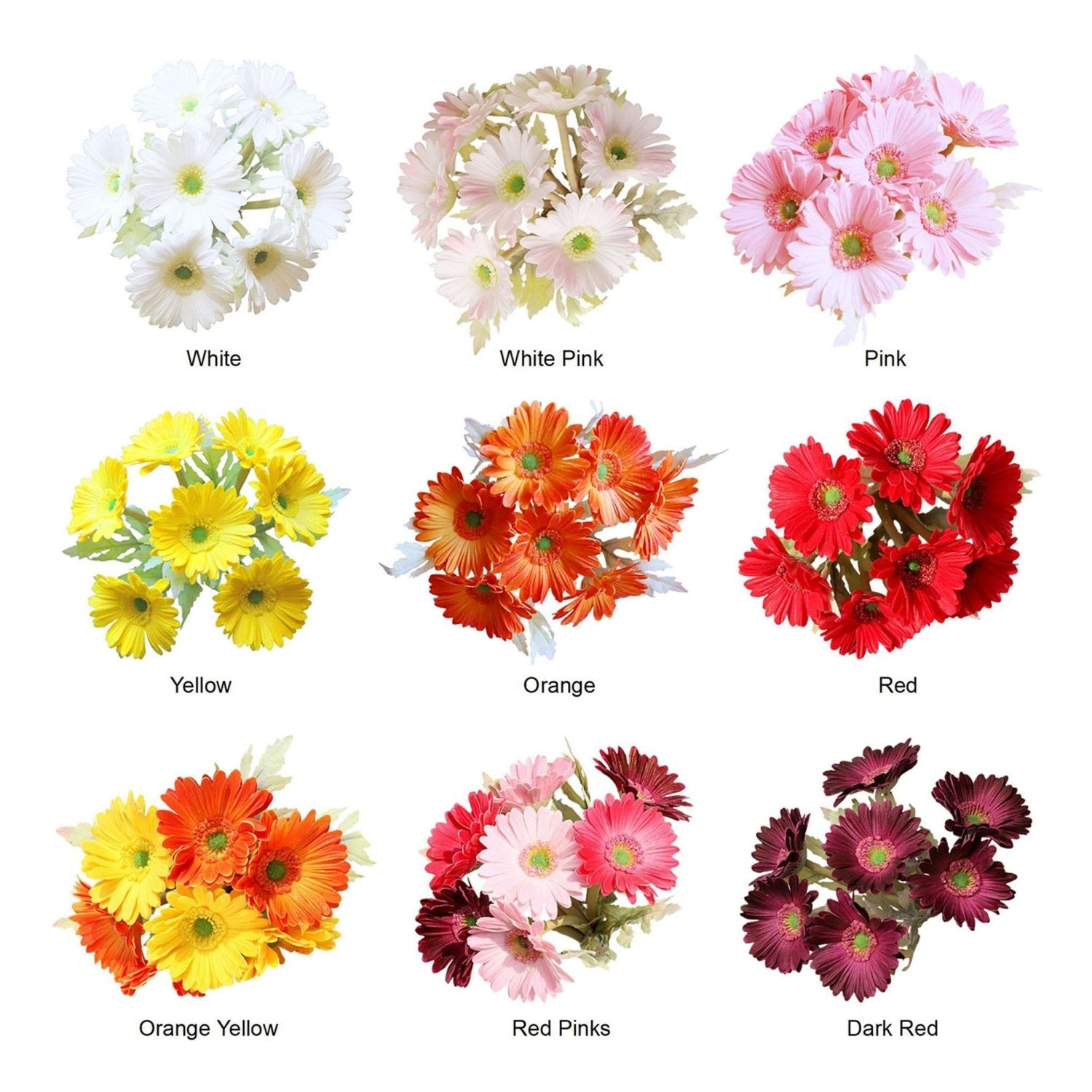 Artificial Gerbera Daisy Bouquet Real Touch Flowers for Wedding Bouquets - VANRINA