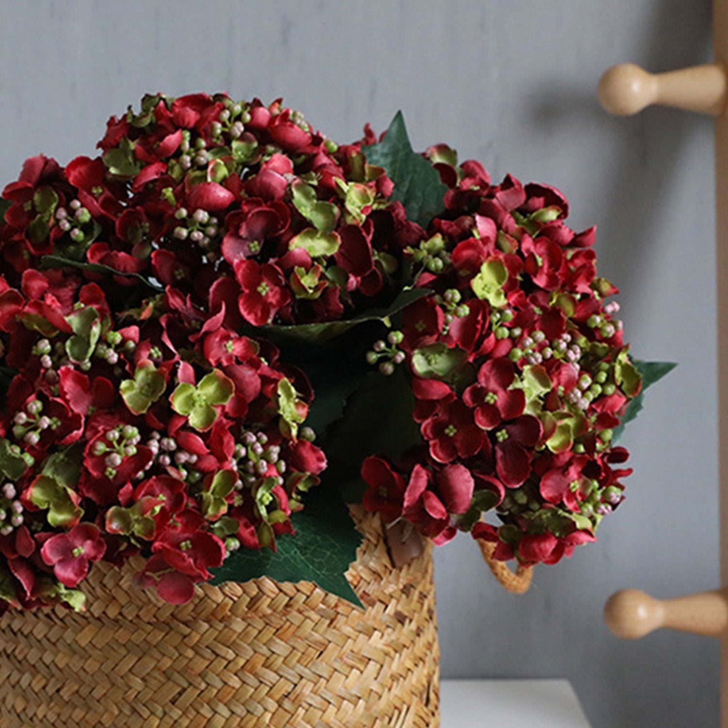Artificial Hydranage Seeded Hydrangea Bush Red - VANRINA