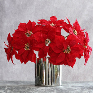Artificial Red Poinsettia Individual Flowers 12.6" - VANRINA