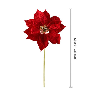 Artificial Red Poinsettia Individual Flowers 12.6" - VANRINA