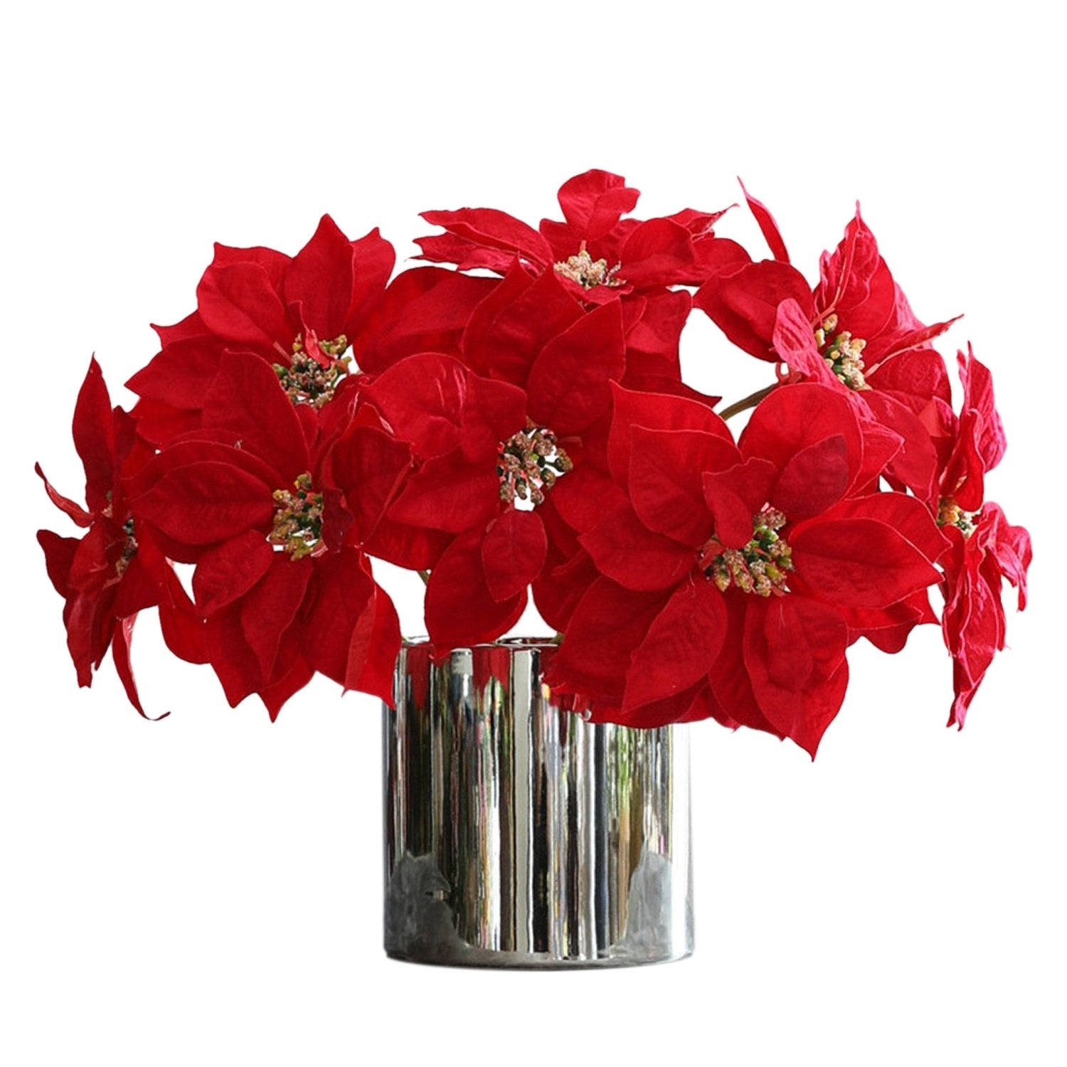 Artificial Red Poinsettia Individual Flowers 12.6" - VANRINA