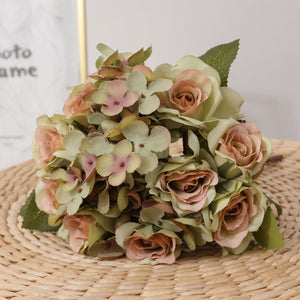 Artificial Silk Hydrangea Rose Mixed Bouquet - VANRINA
