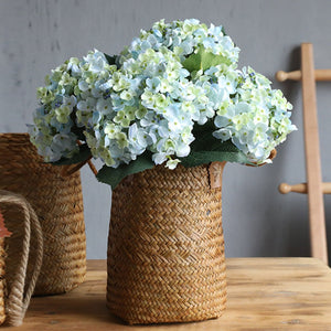 Blue Green Artificial Hydrangea Flower 5pcs - VANRINA