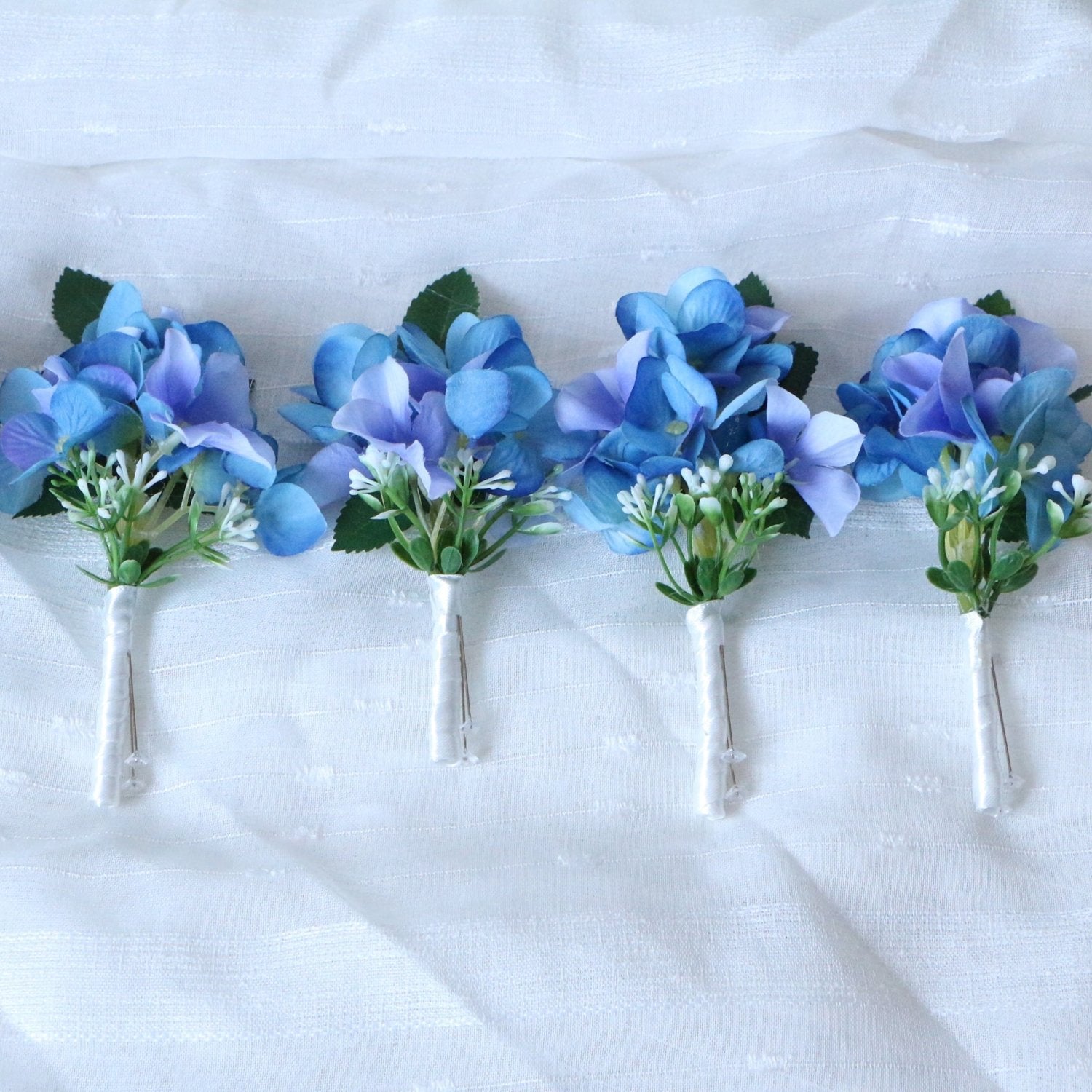 Blue Hydrangea Grooms Boutonniere - VANRINA