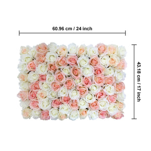 Blush Pink Wedding Backdrops White Silk Roses Flower Panel for Wedding Decor - VANRINA