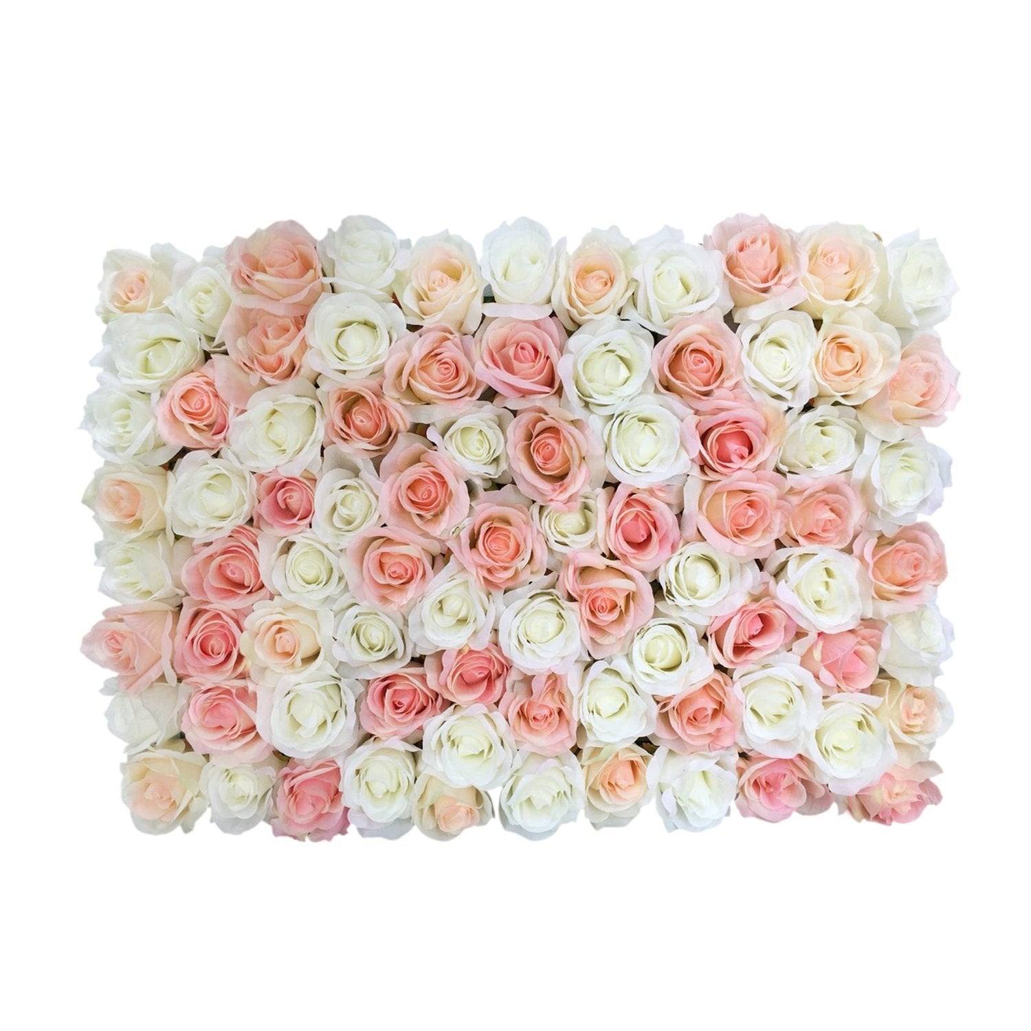 Blush Pink Wedding Backdrops White Silk Roses Flower Panel for Wedding Decor - VANRINA