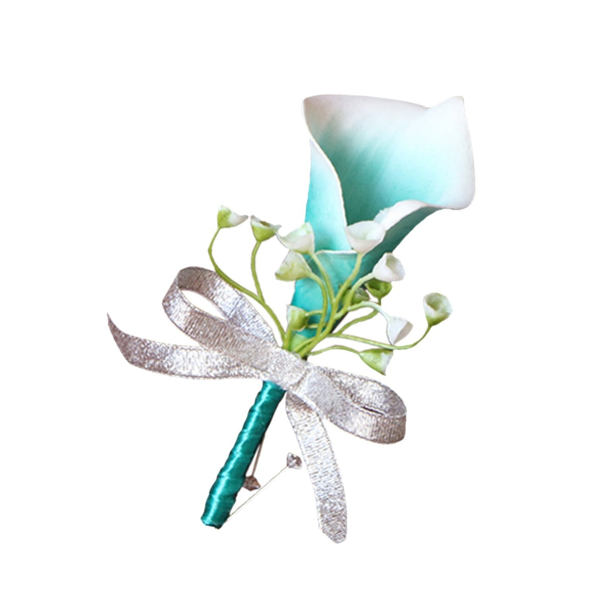Boutonniere Wedding Teal Flower for Men Calla Lily - VANRINA