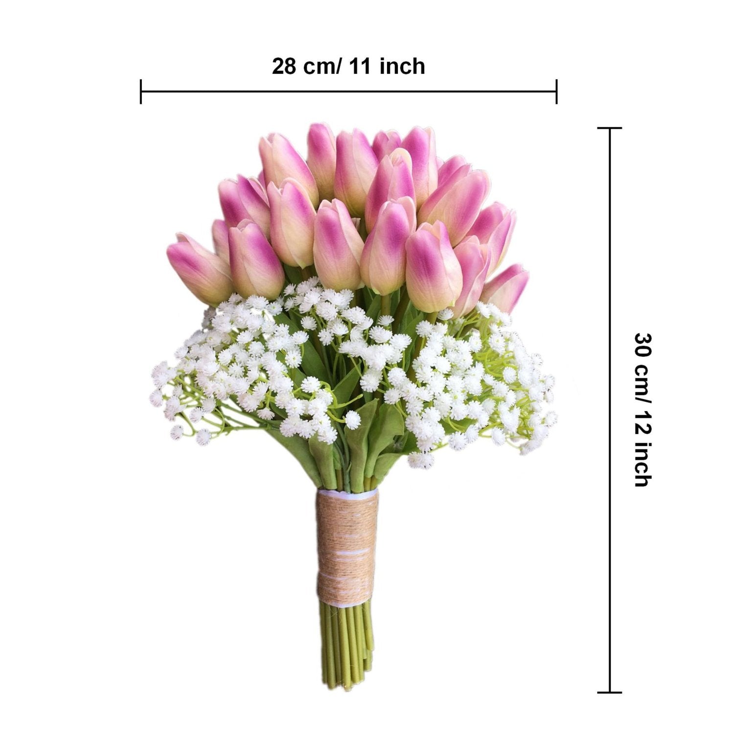 Bridal Tulips Bouquet with Babysbreath Faux Tulip Bouquet - VANRINA