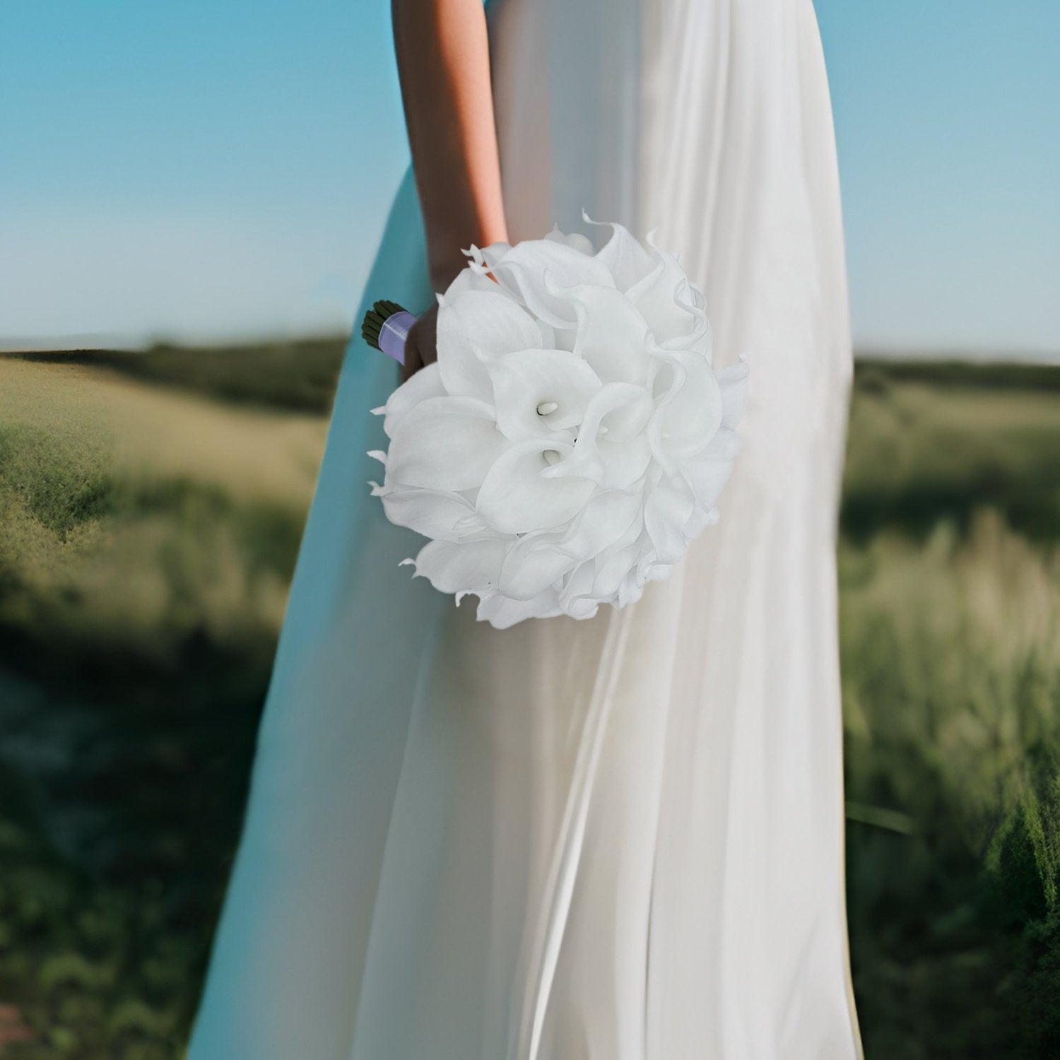 Bridal White Calla Lily Bouquet 10" - VANRINA