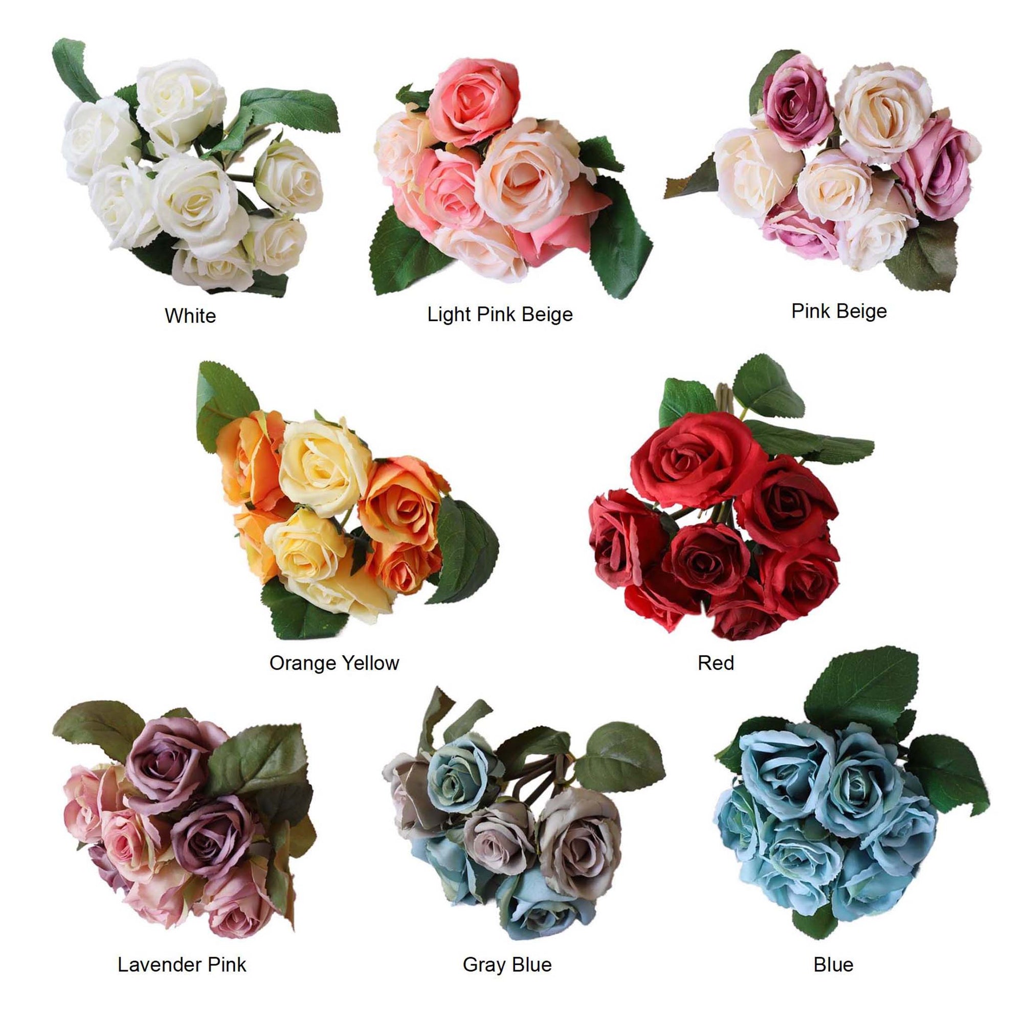 Fall Wedding Flowers Silk Rose Bouquet Vintage Colors For diy Crafts Gray Blue Bouquet