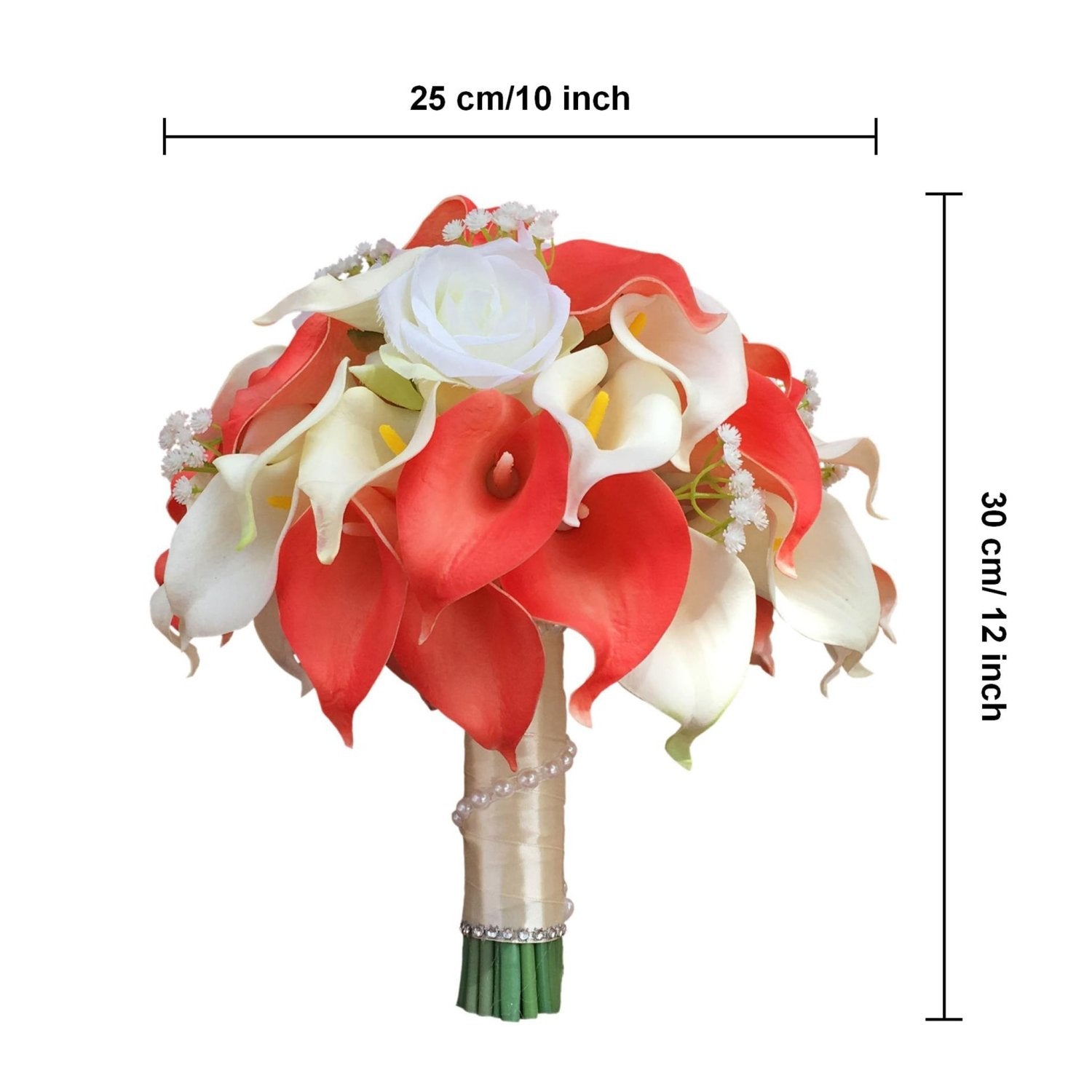 Calla Lily Bouquet in Coral for Wedding Flowers Corsages Boutonnieres - VANRINA