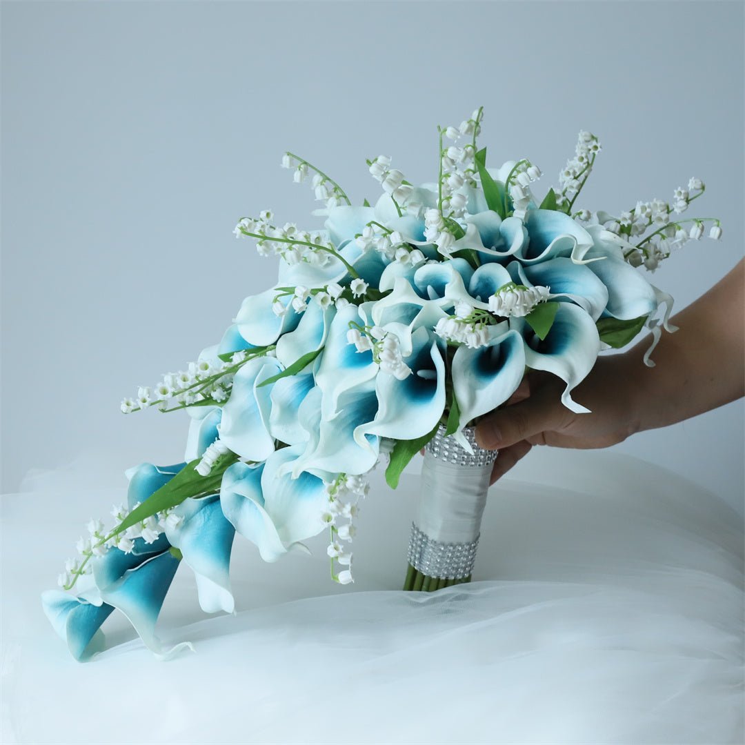 Calla Lily Bouquet Lily of the Valley for Bride Bridesmaids - VANRINA