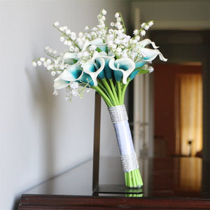 Calla Lily Bouquet Lily of the Valley for Bride Bridesmaids - VANRINA
