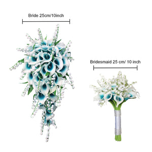 Calla Lily Bouquet Lily of the Valley for Bride Bridesmaids - VANRINA