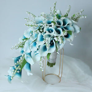 Calla Lily Bouquet Lily of the Valley for Bride Bridesmaids - VANRINA