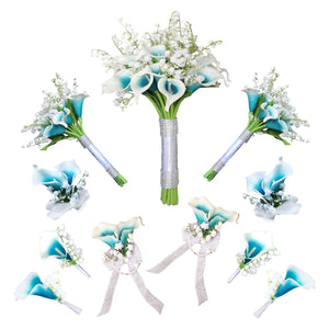 Calla Lily Bouquet Lily of the Valley for Bride Bridesmaids - VANRINA