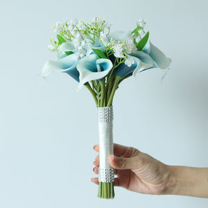 Calla Lily Bouquet Lily of the Valley for Bride Bridesmaids - VANRINA