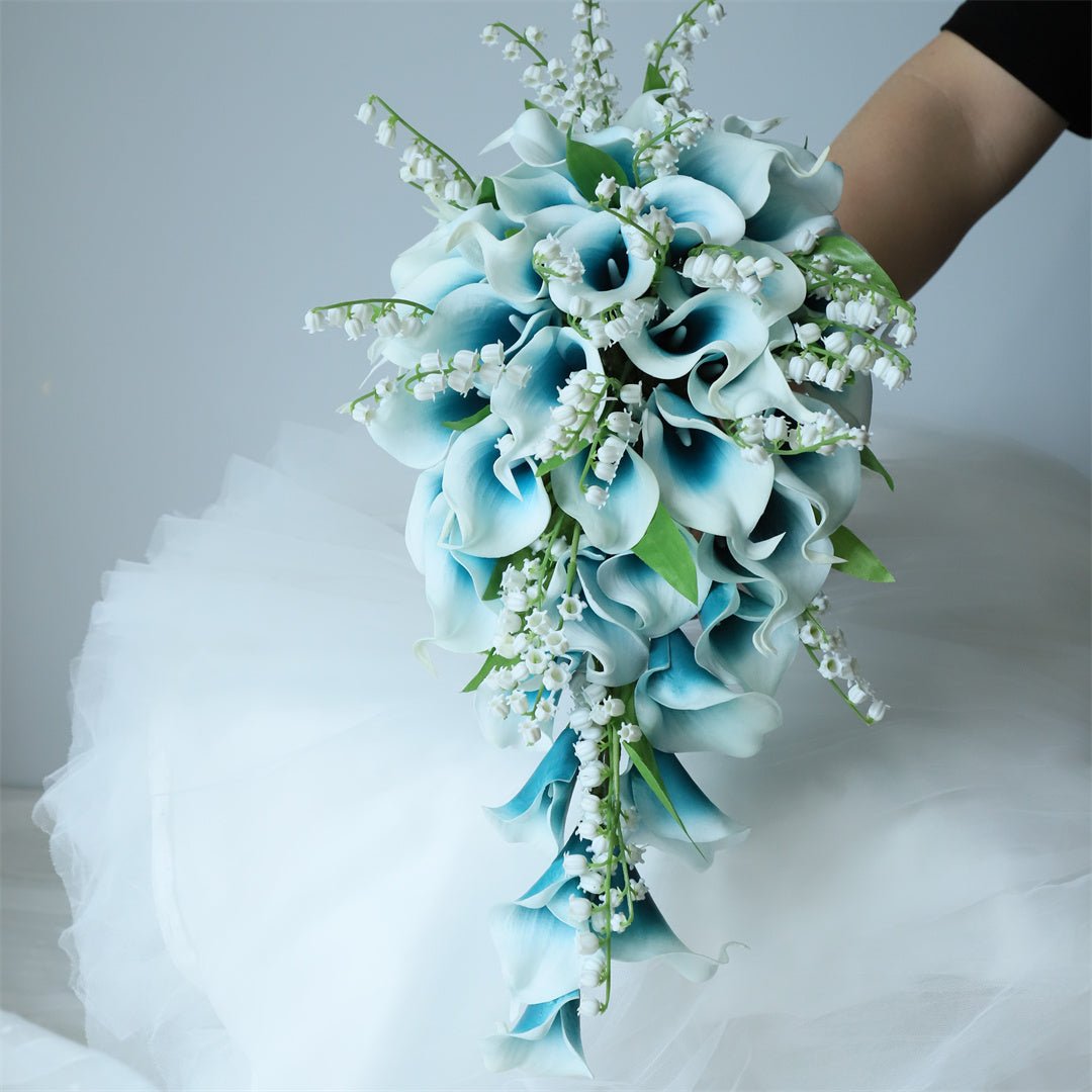 Calla Lily Bouquet Lily of the Valley for Bride Bridesmaids - VANRINA