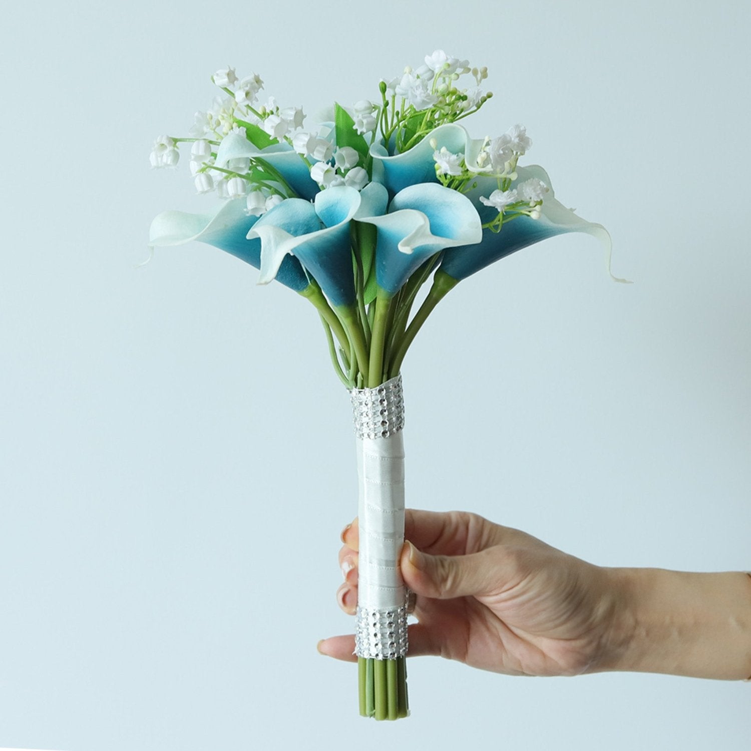 Calla Lily Bouquet Lily of the Valley for Bride Bridesmaids - VANRINA