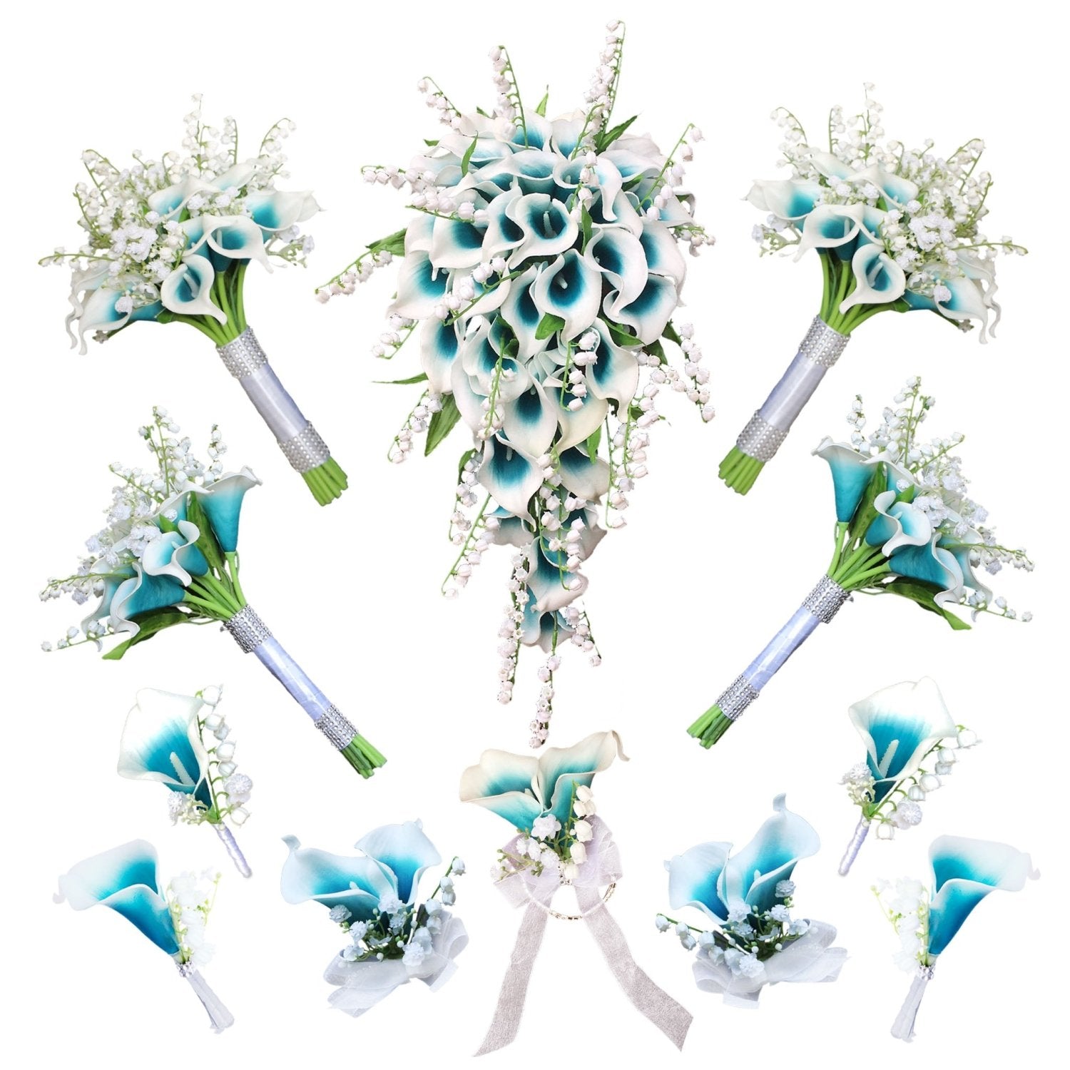 Calla Lily Bouquet Lily of the Valley for Bride Bridesmaids - VANRINA