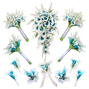 Calla Lily Bouquet Lily of the Valley for Bride Bridesmaids - VANRINA