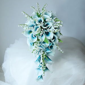 Calla Lily Bouquet Lily of the Valley for Bride Bridesmaids - VANRINA