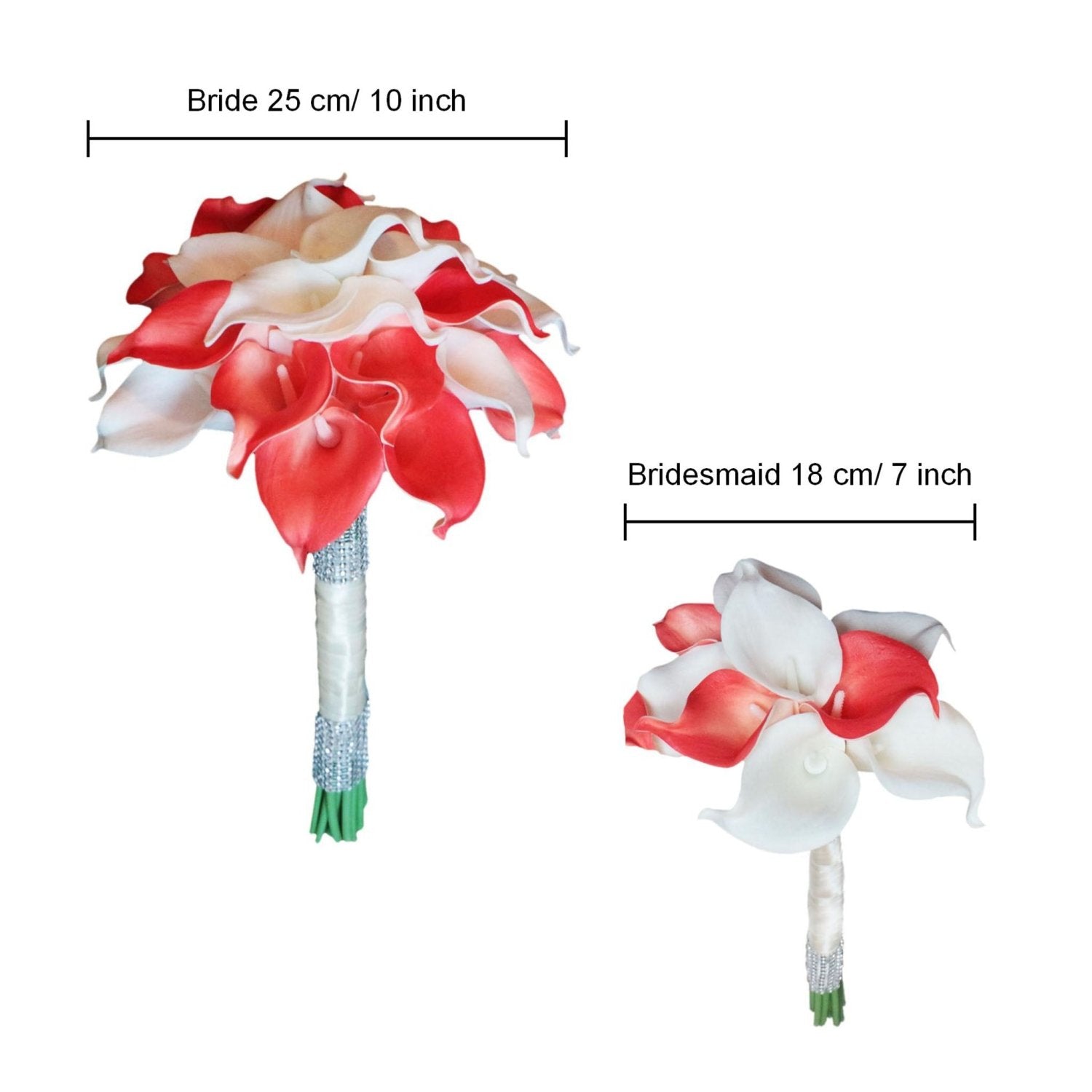 Calla Lily Bouquets Coral and White Wedding Flowers Corsages - VANRINA