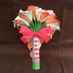 Cascade Calla Lily Bouquet White Rose Wedding Bouquet Cascading - VANRINA