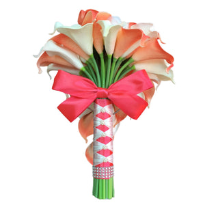 Cascade Calla Lily Bouquet White Rose Wedding Bouquet Cascading - VANRINA