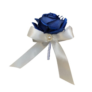 Corsage and Boutonniere Set Royal Blue Rose Fake Flower - VANRINA