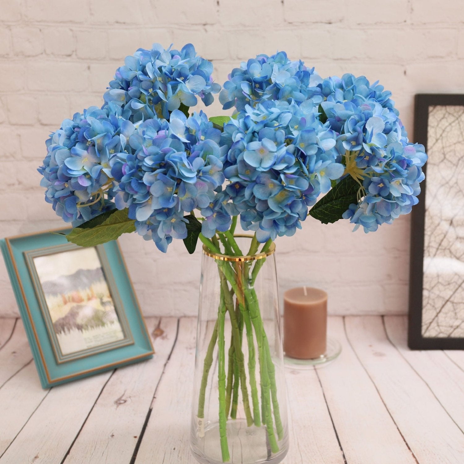 Dark Blue Hydrangea Wedding Flowers Silk Hydrangea - VANRINA