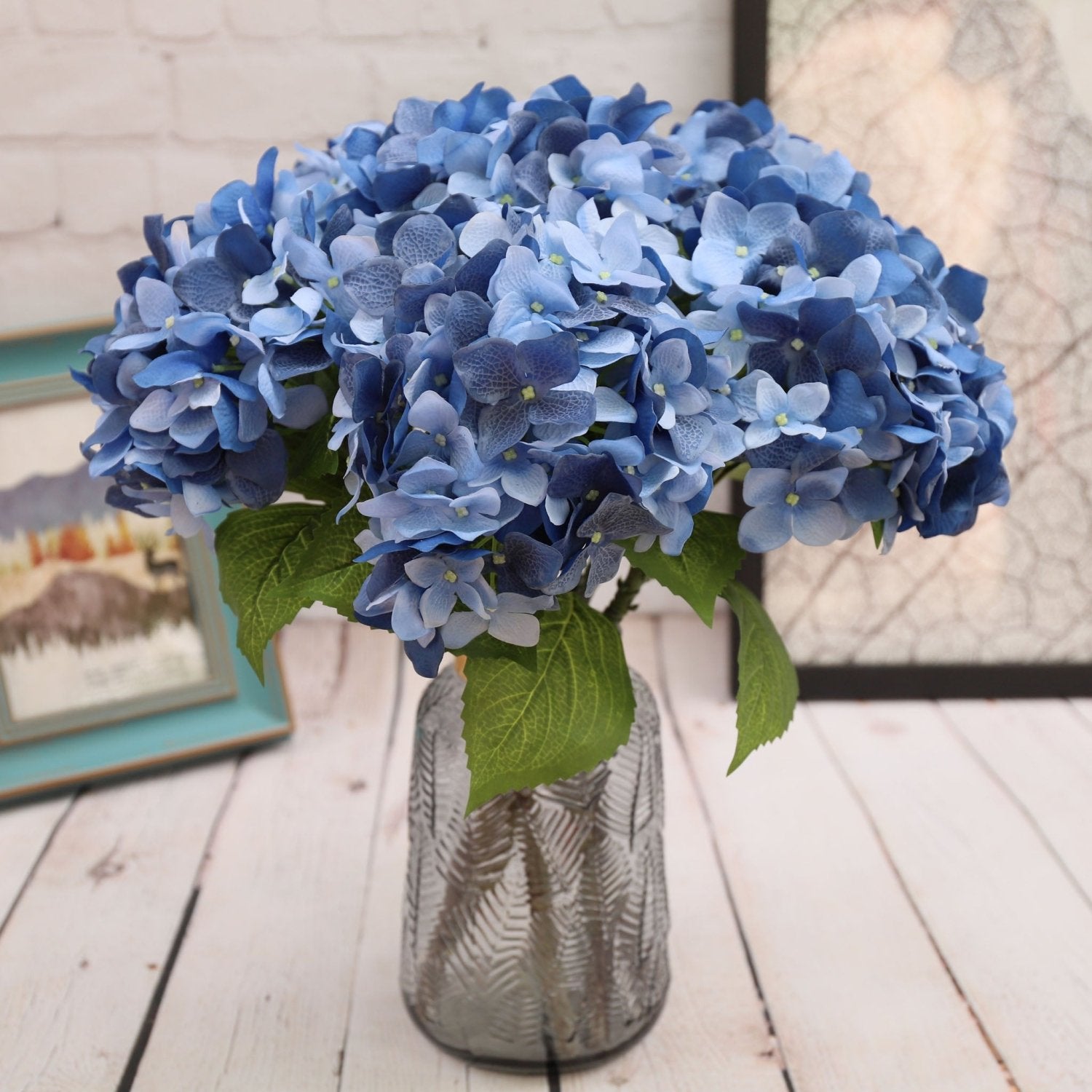Dark Blue Wedding Flowers Real Touch Hydrangea - VANRINA