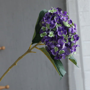 Dark Purple Hydrangea Artificial Flowers 5 Blooms - VANRINA