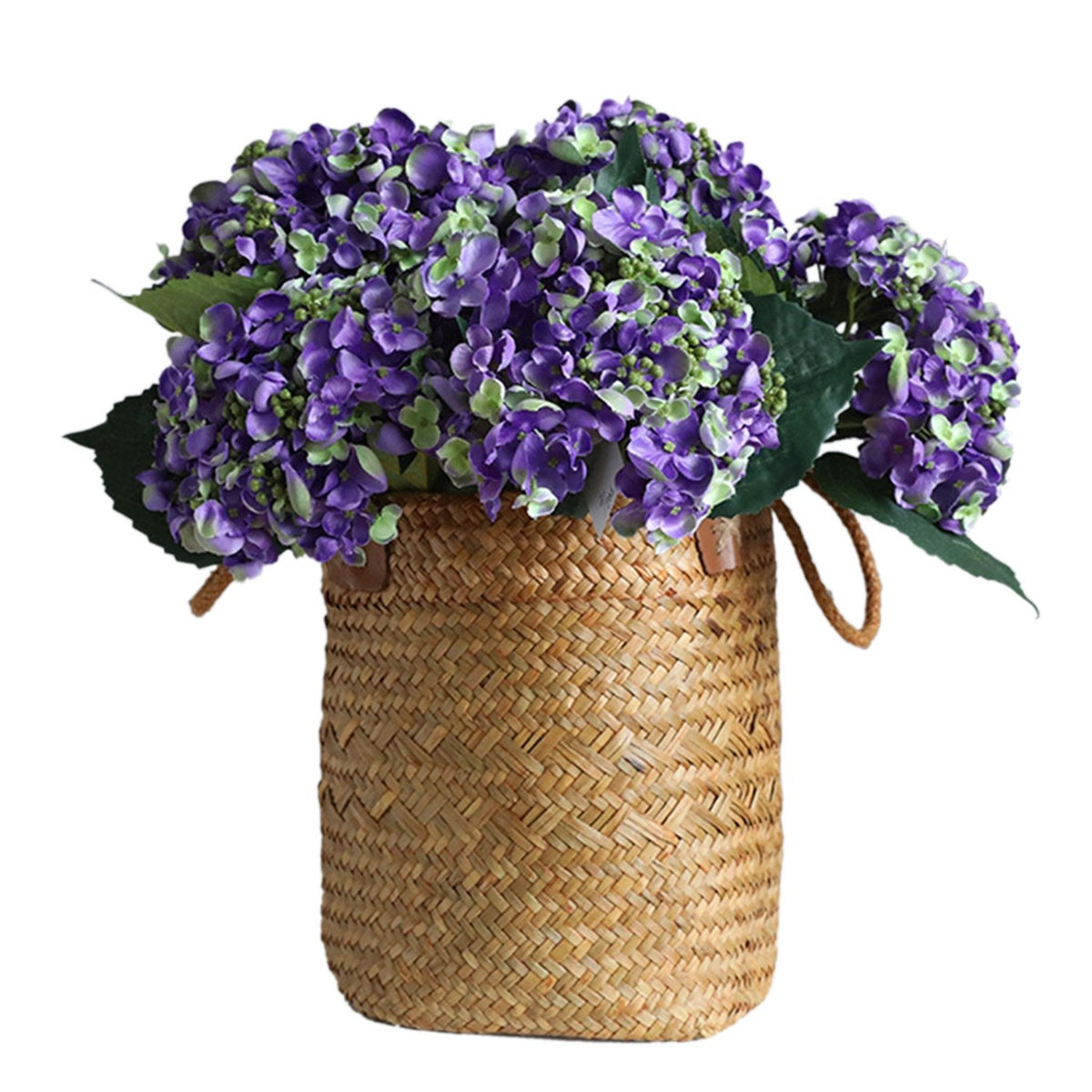 Dark Purple Hydrangea Artificial Flowers 5 Blooms - VANRINA