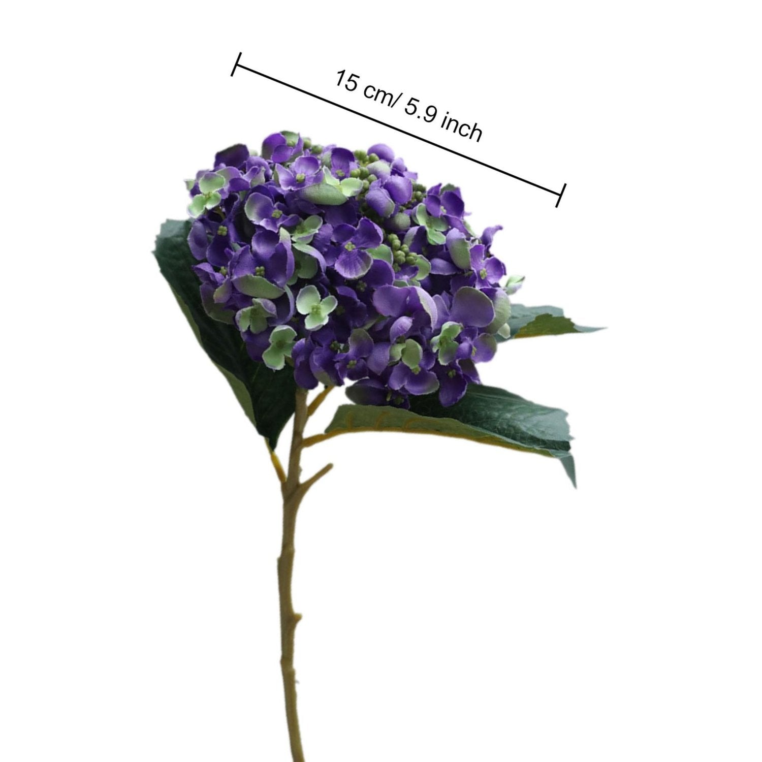 Dark Purple Hydrangea Artificial Flowers 5 Blooms - VANRINA