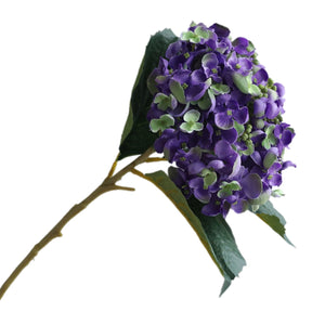 Dark Purple Hydrangea Artificial Flowers 5 Blooms - VANRINA