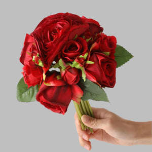 dark red silk flower bouquet