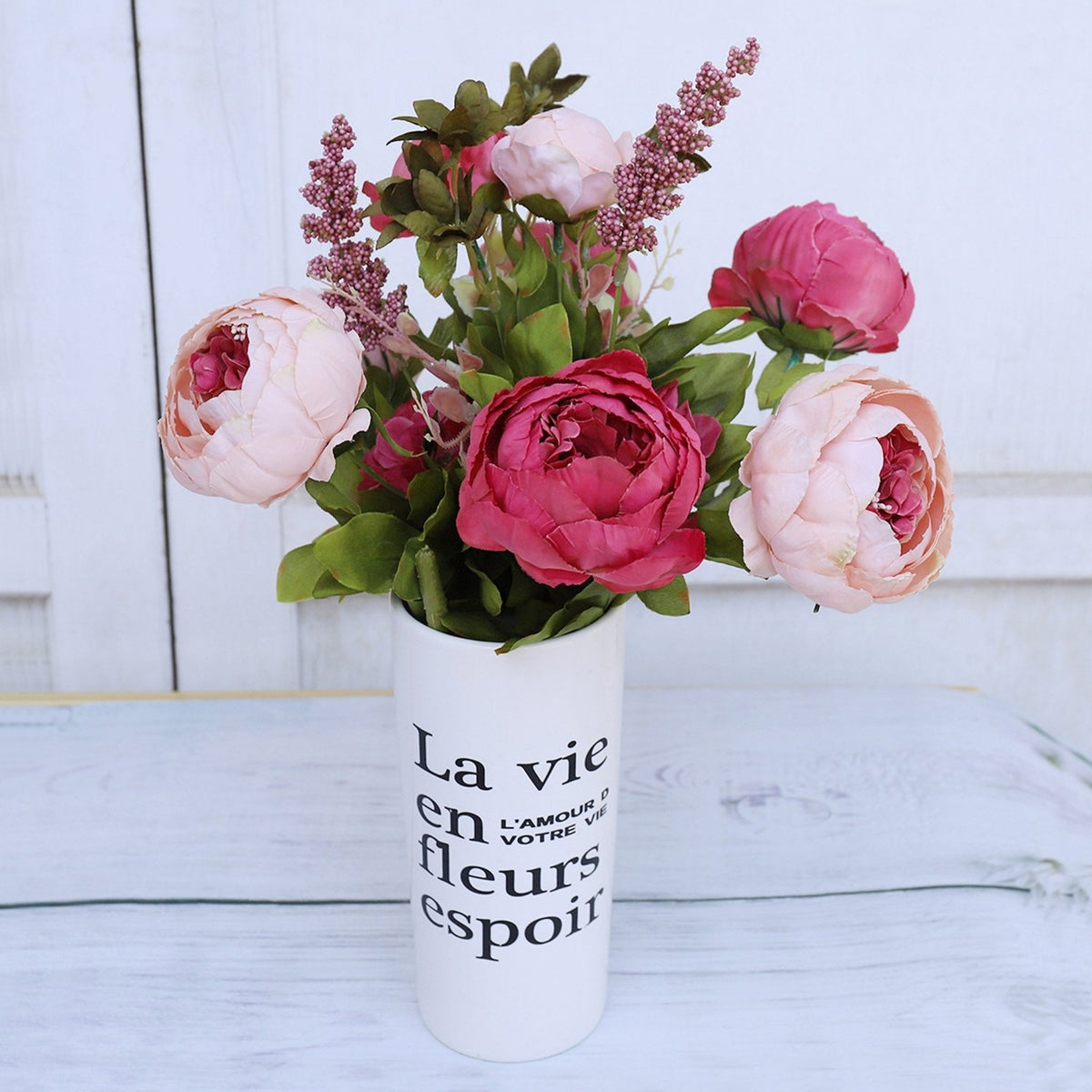 Decorative Artificial Flower Silk Peony Flowers Bouquet 10 Flower Heads Peonies - VANRINA