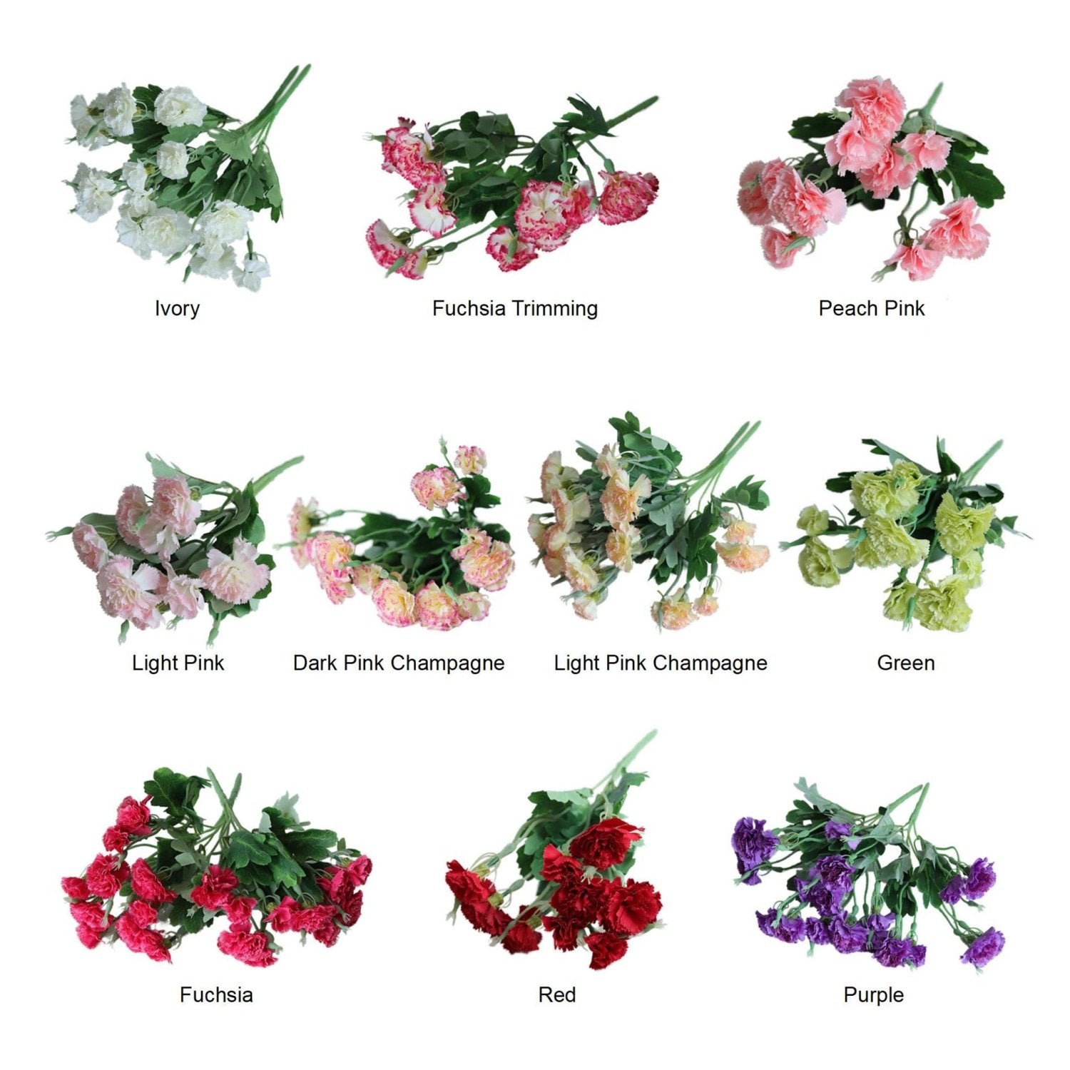 Fake Carnation Spray Silk Flowers Carnation Bush - VANRINA