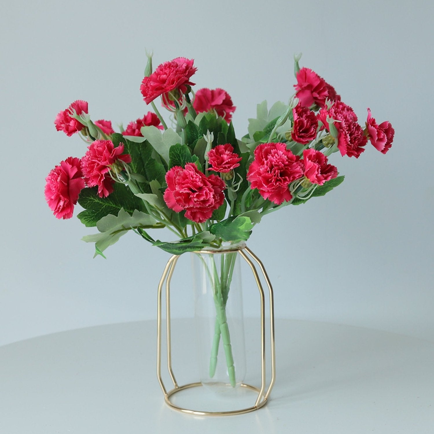 Fake Carnation Spray Silk Flowers Carnation Bush - VANRINA