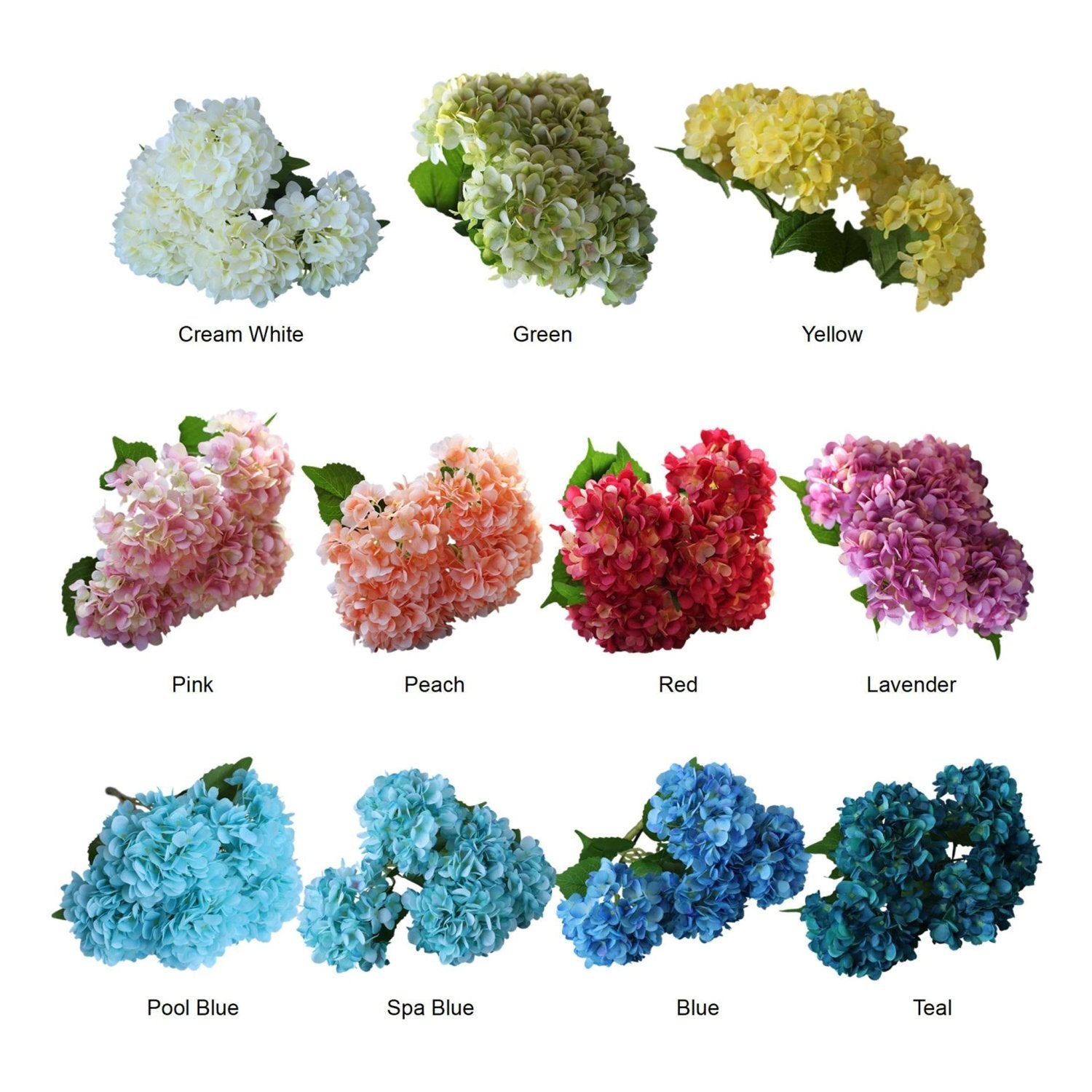 Fake Hydrangea Bush White Blue Teal Spa - VANRINA