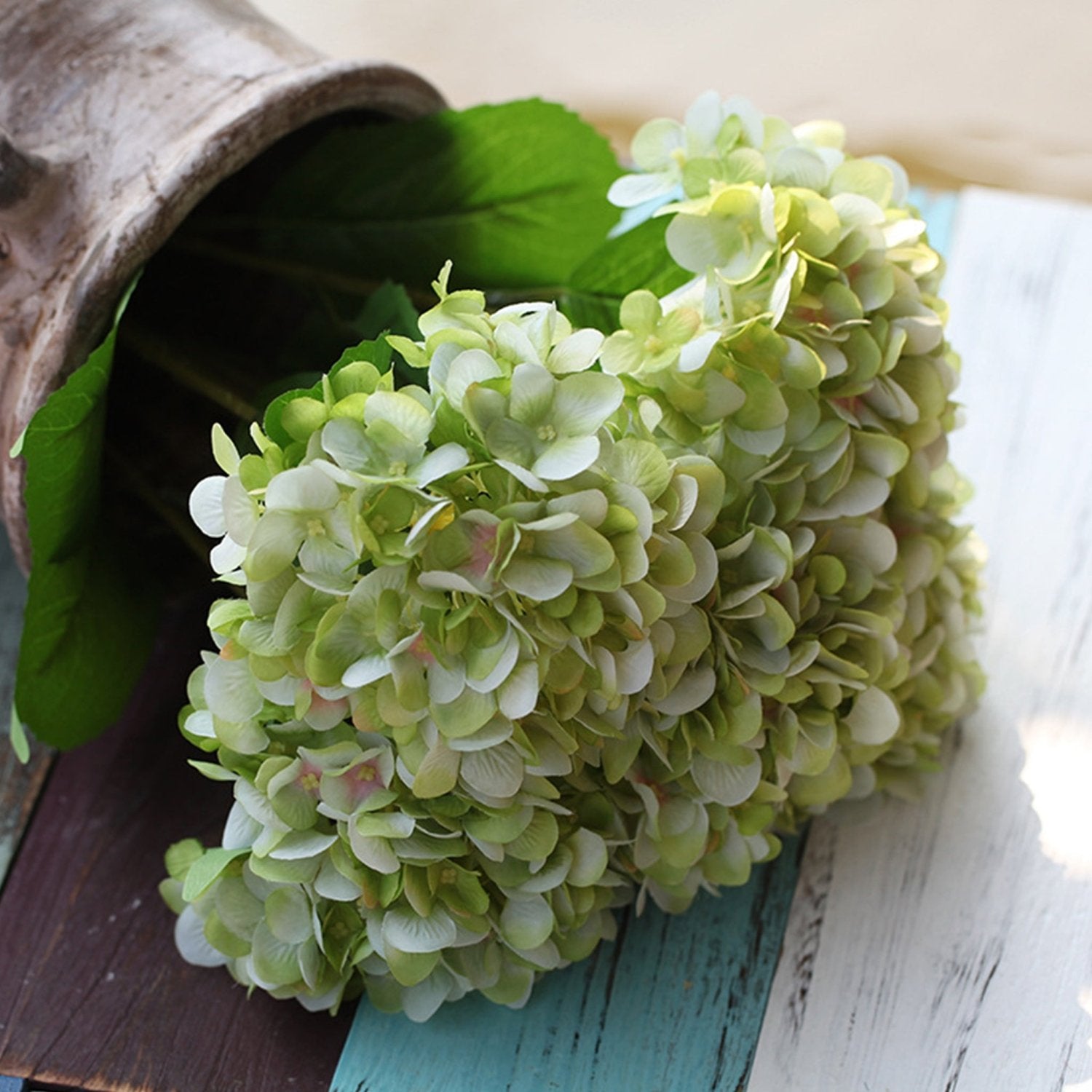 Fake Hydrangea Bush White Blue Teal Spa - VANRINA