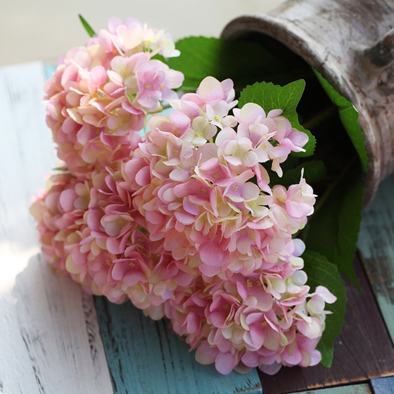 Fake Hydrangea Bush White Blue Teal Spa - VANRINA